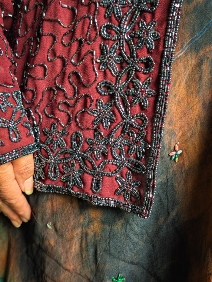 Vintage Maroon Beaded Jacket - Image 7