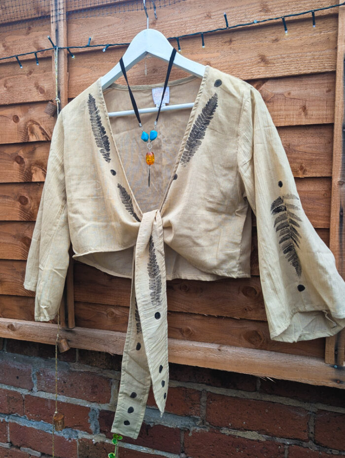 Fern Print Beige Wrap Top - Image 2