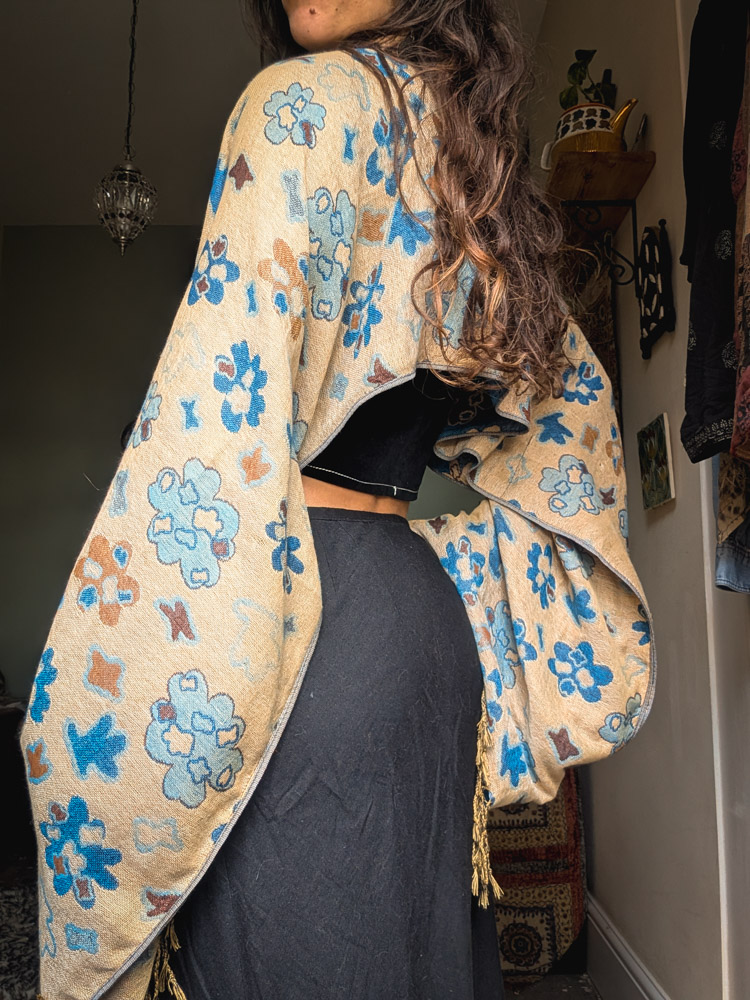 Upcycled Beige + Blue Oversize Top - Image 2