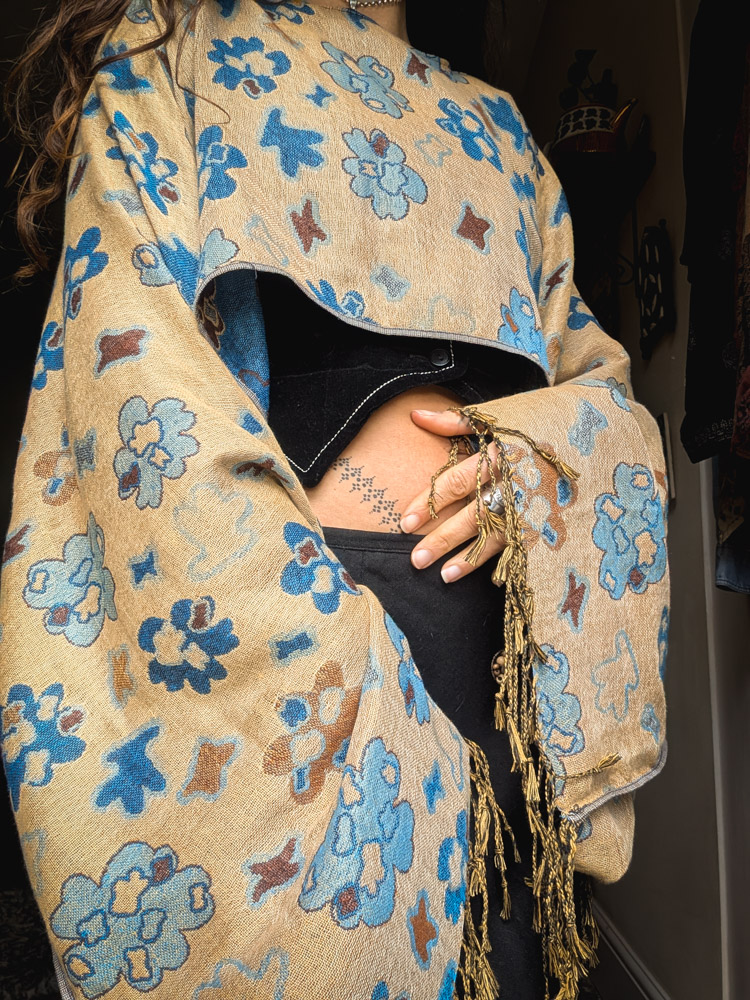 Upcycled Beige + Blue Oversize Top - Image 3