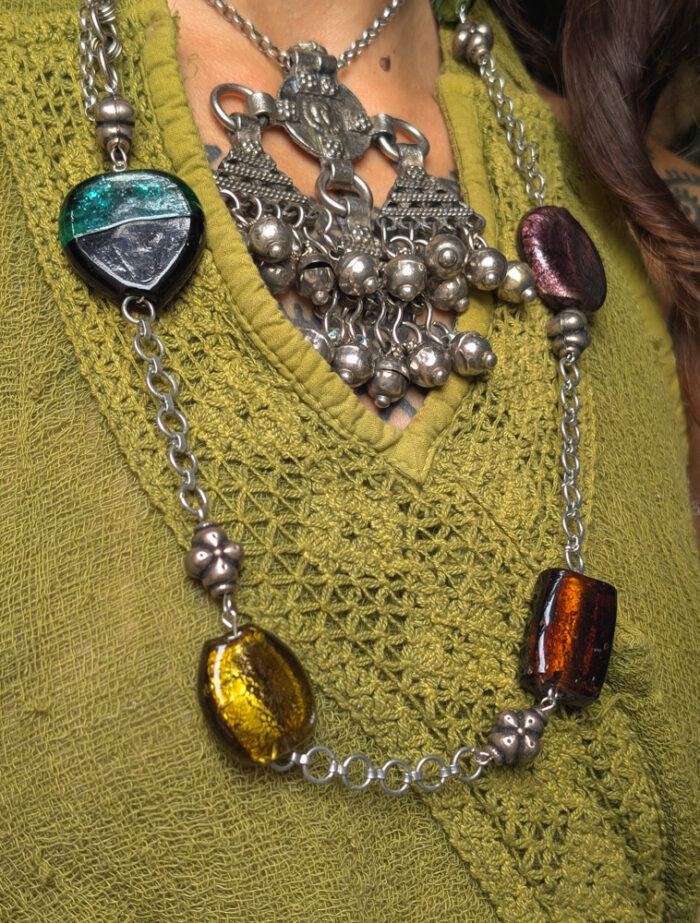 Lampwork Glass Upcycled Necklace / Belt