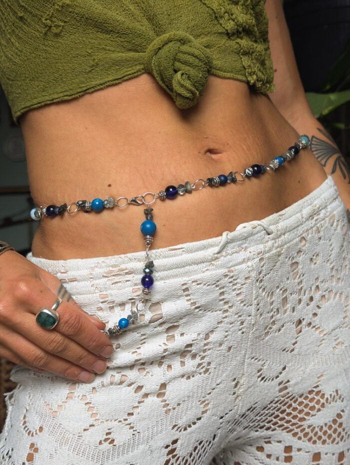Blue Festival Upcycled Necklace / Chain Belt - Image 5