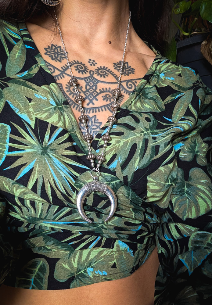 Silver Crescent Moon Necklace - Image 3