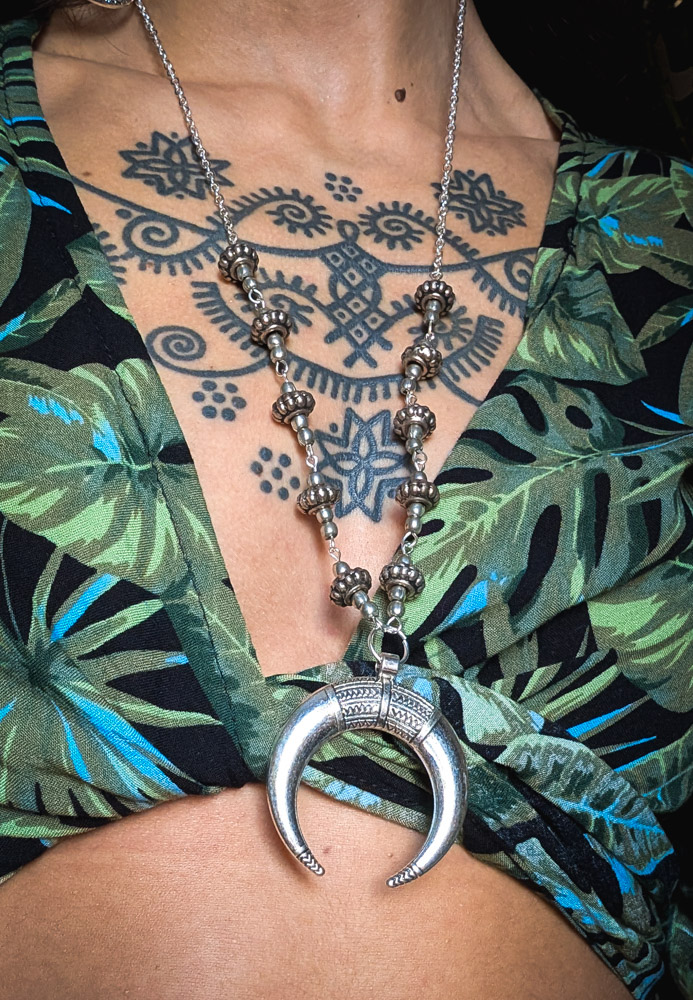 Silver Crescent Moon Necklace