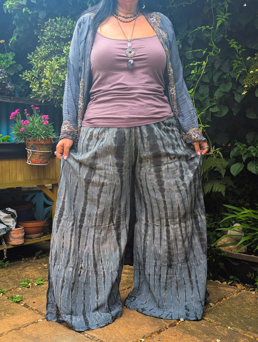 Black / Steel Tie Dye Palazzo Trousers