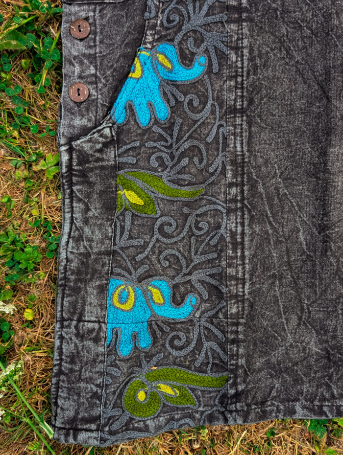 Black Elephant Dungaree Dress - Image 3