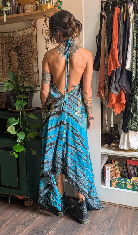 Midnight Recycled Silk Halter Dress - Image 3