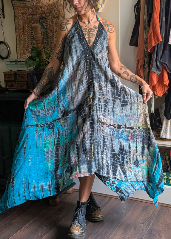 Midnight Recycled Silk Halter Dress