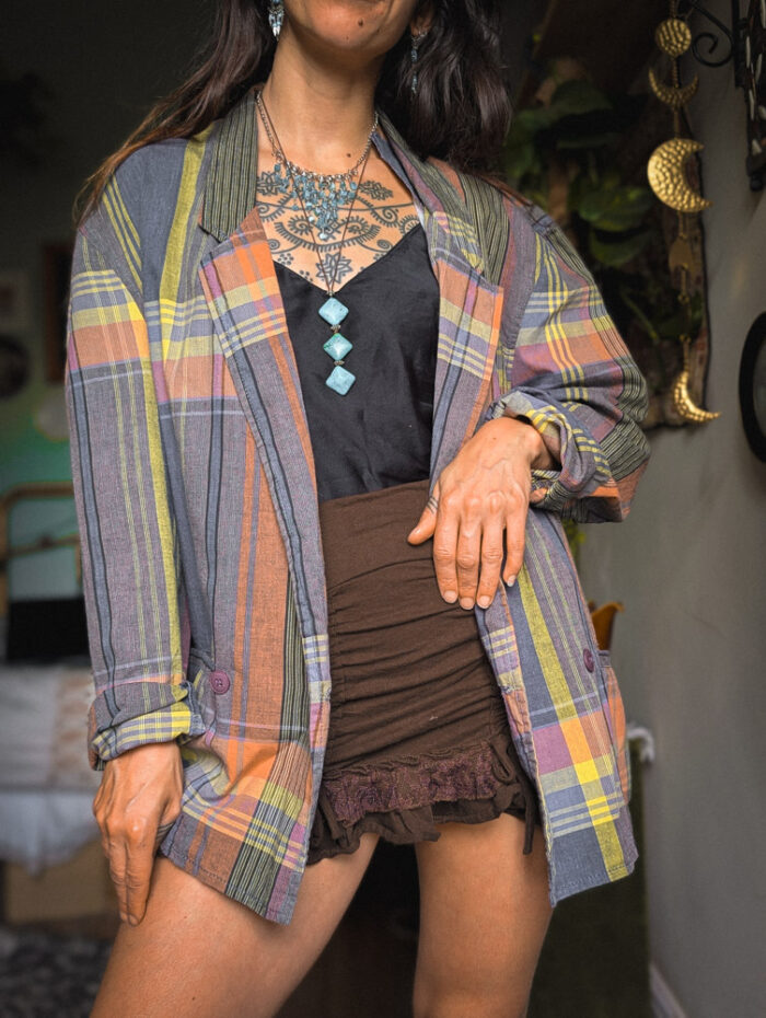 Vintage Earthy Checkered Jacket - Image 2