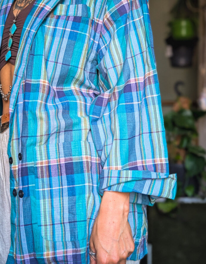 Vintage French Checkered Jacket - Image 3