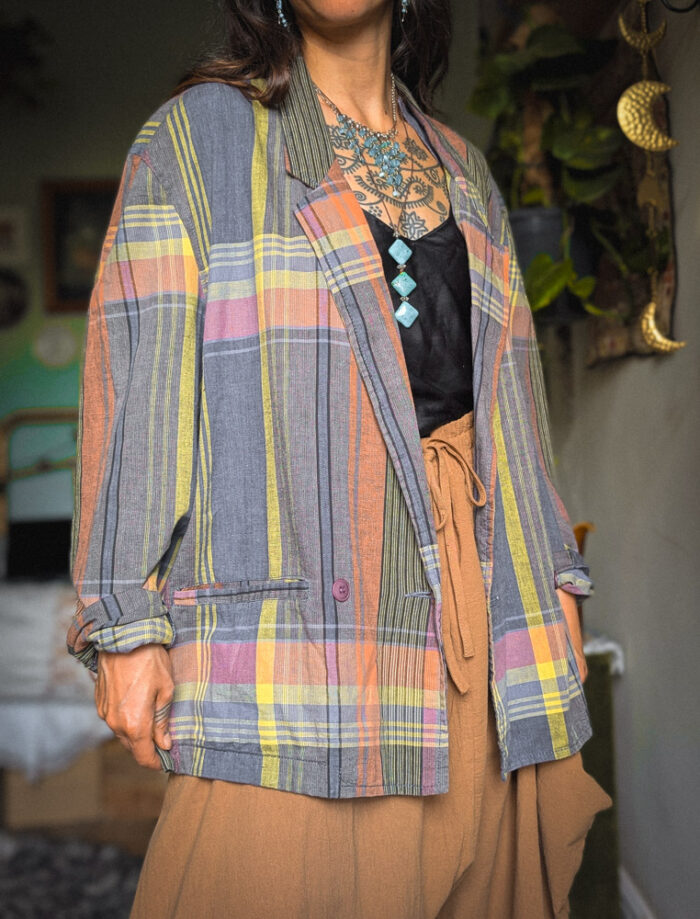 Vintage Earthy Checkered Jacket - Image 4