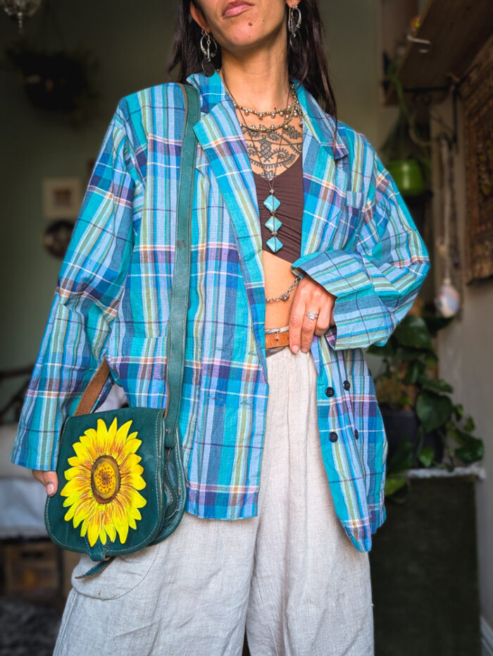 Vintage French Checkered Jacket - Image 4