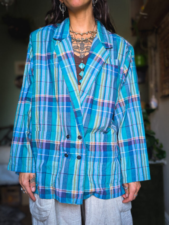 Vintage French Checkered Jacket - Image 5