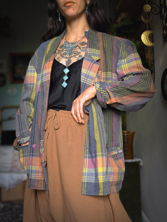 Vintage Earthy Checkered Jacket - Image 6