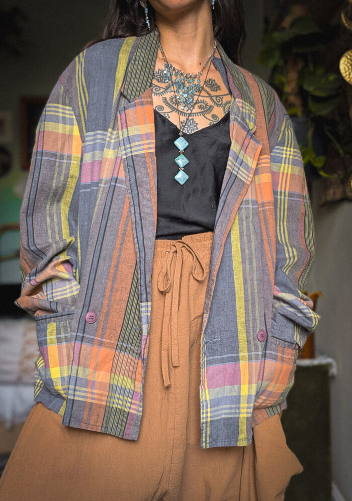 Vintage Earthy Checkered Jacket - Image 7