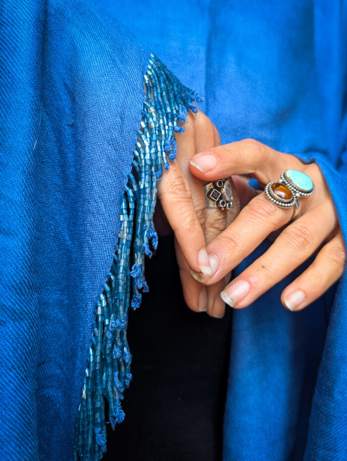 Upcycled Blue Beaded Oversize Top - Image 2