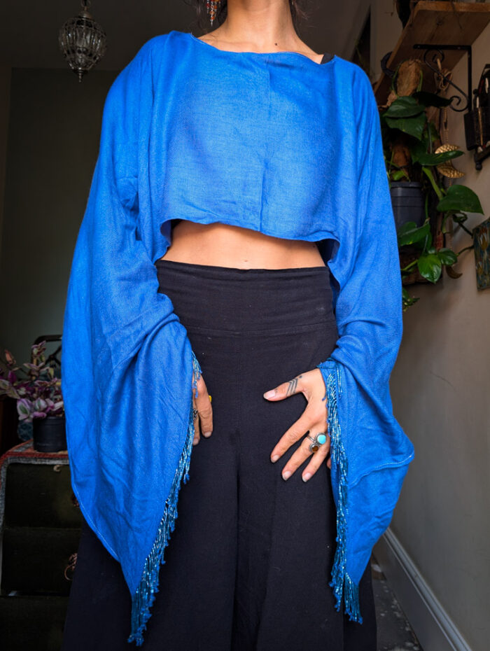 Upcycled Blue Beaded Oversize Top - Image 5