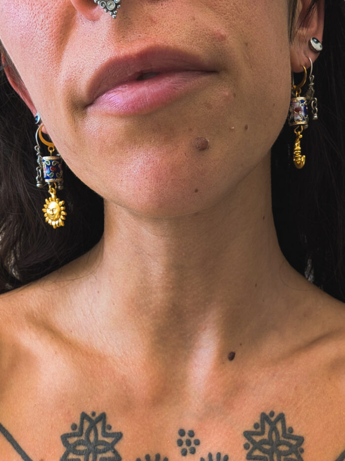 Blue Cloisonne Sun & Moon Earrings - Image 2