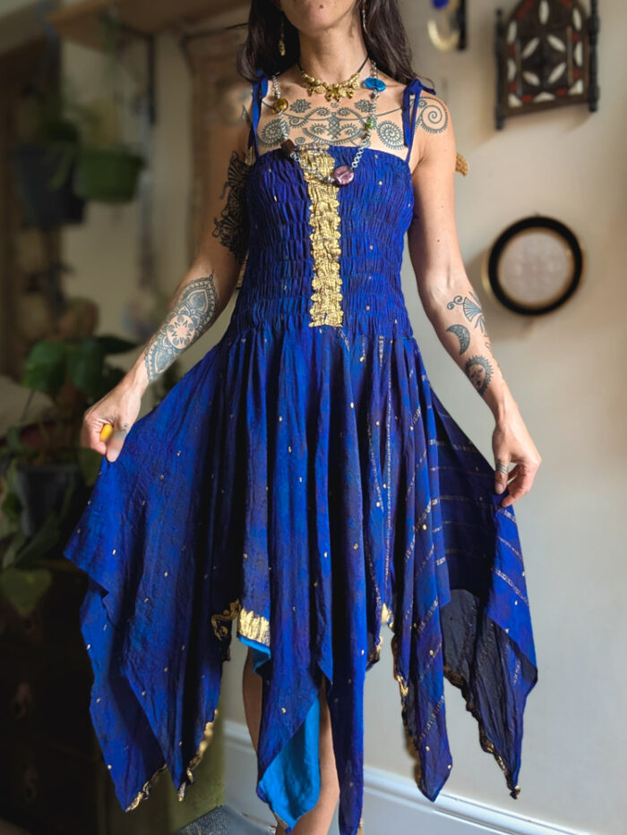 Tie Dye Silk Pixie Hem Dress
