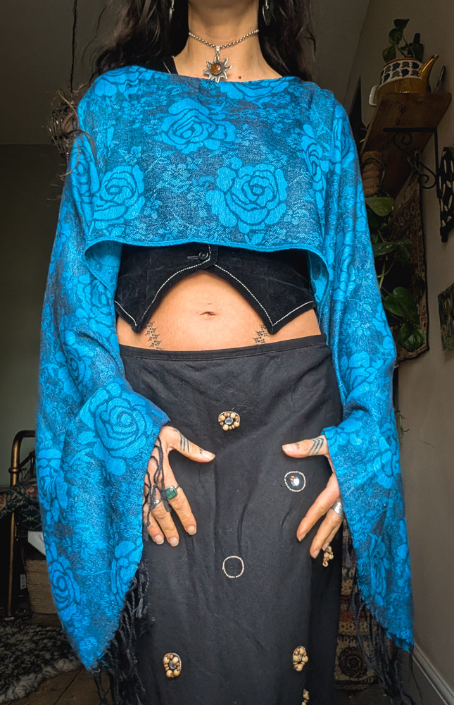 Upcycled Blue Floral Oversize Top - Image 2