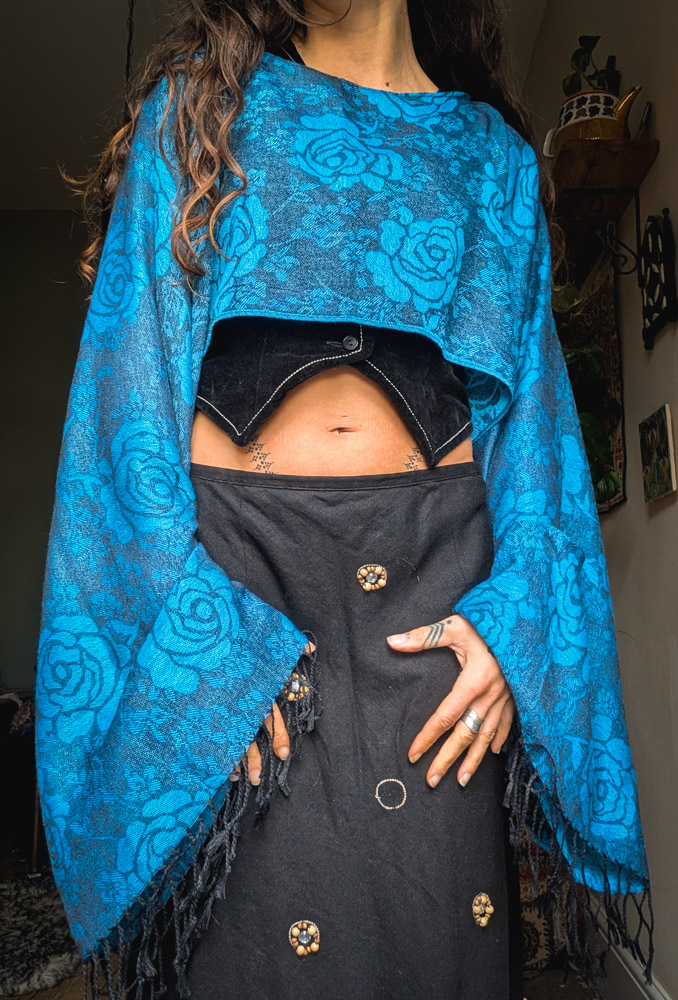 Upcycled Blue Floral Oversize Top