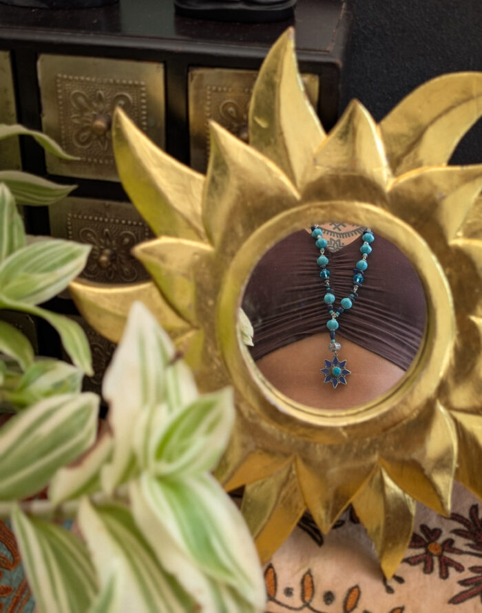 Blue Flower Gemstone Necklace - Image 3