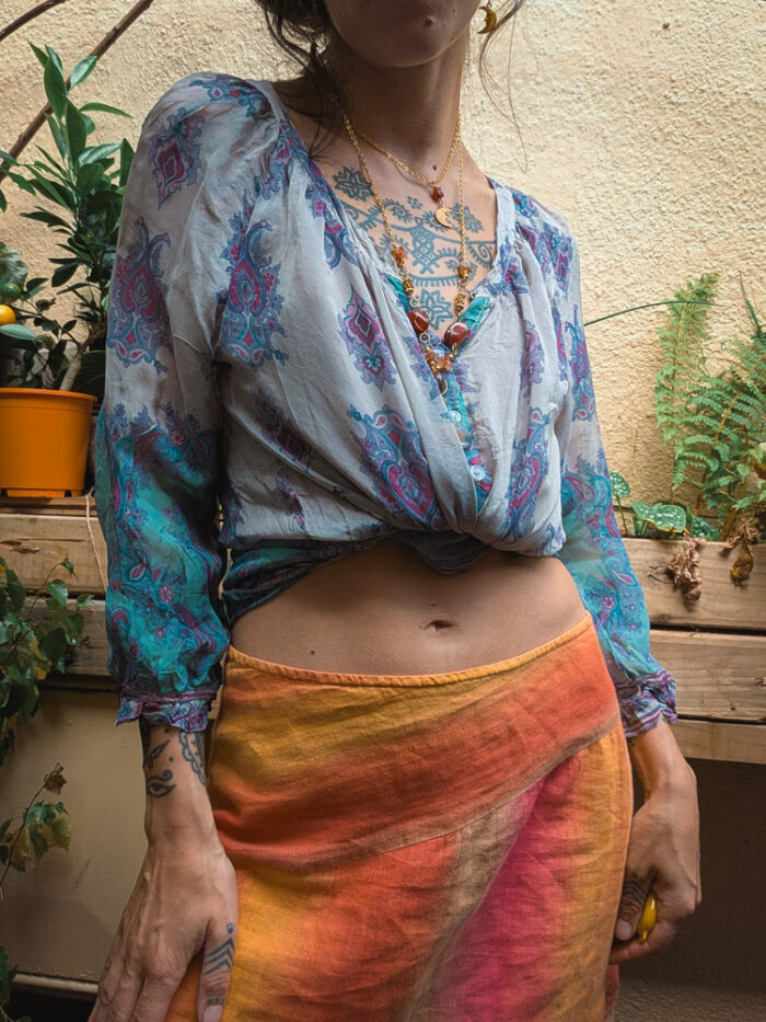 Preloved Paisley Silk Top - Image 2