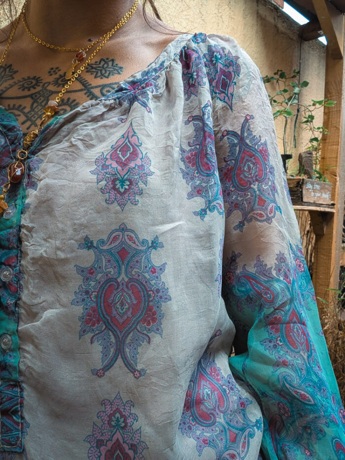 Preloved Paisley Silk Top - Image 3
