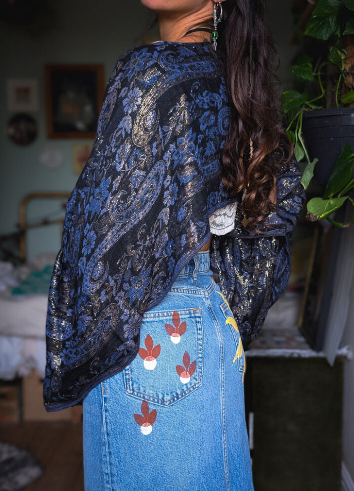 Upcycled Blue Paisley Fairy Top - Image 4