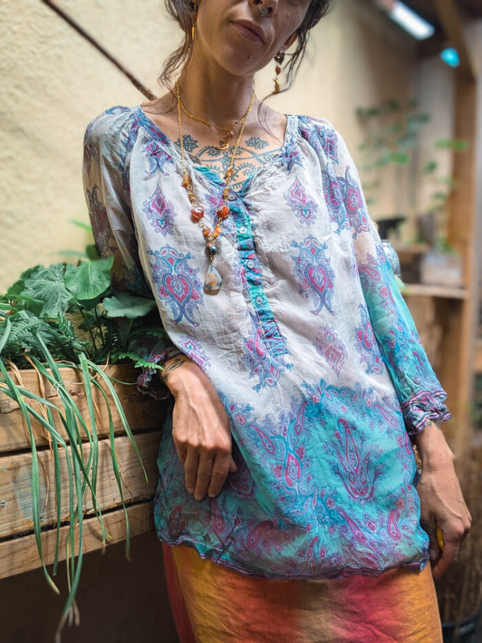 Preloved Paisley Silk Top - Image 4