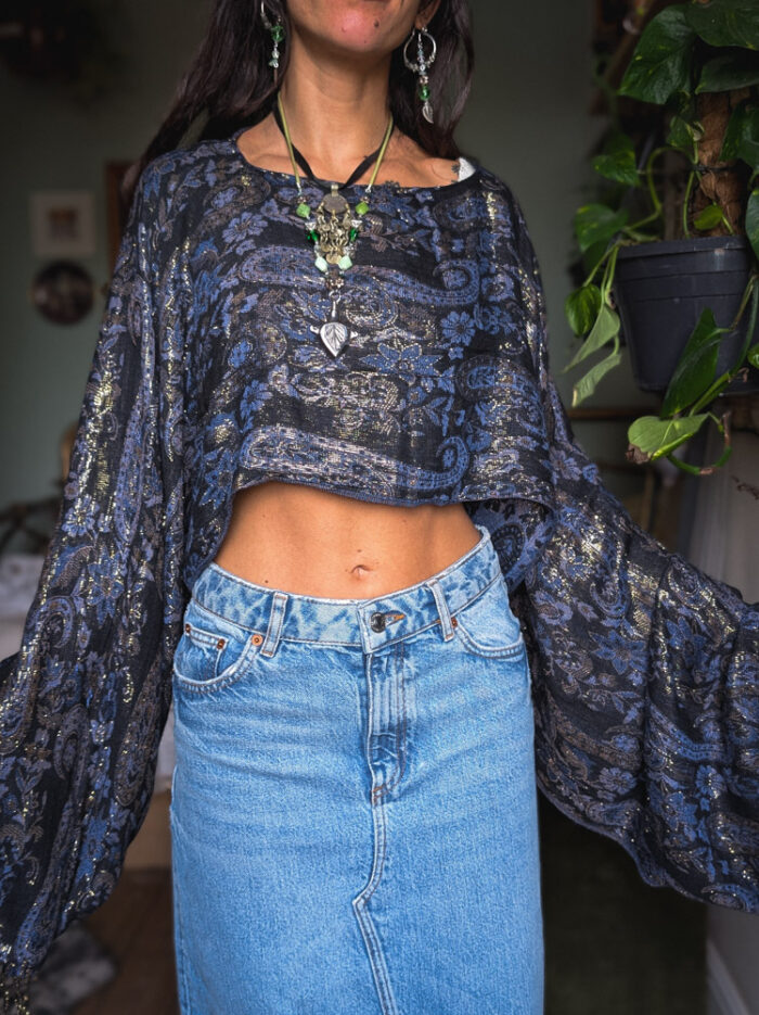 Upcycled Blue Paisley Fairy Top - Image 5