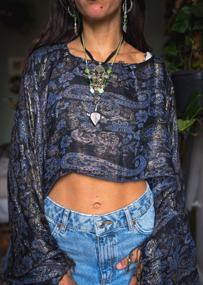 Upcycled Blue Paisley Fairy Top - Image 2