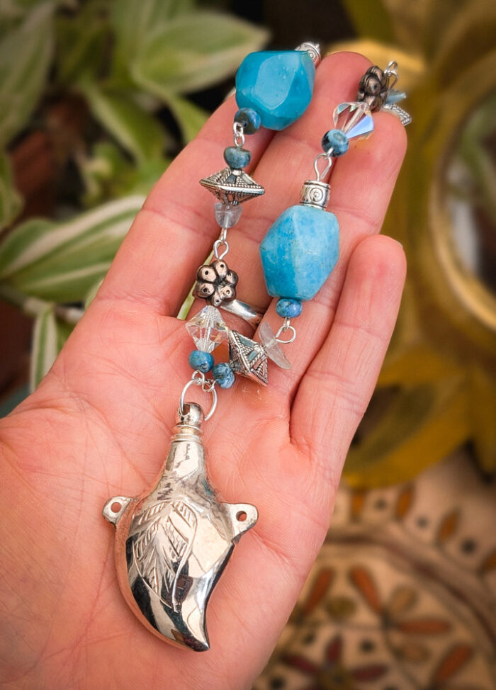 Blue Leaf Potion Bottle Necklace - Image 7