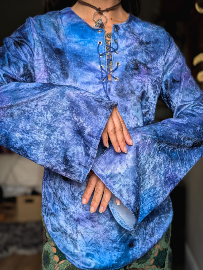 Vintage Tie Dye Velvet Bell Sleeved Top