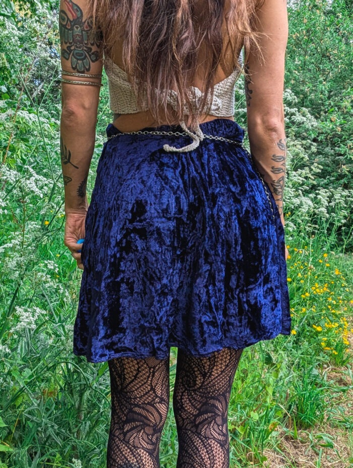 Vintage Blue Velvet Skater Skirt - Image 5