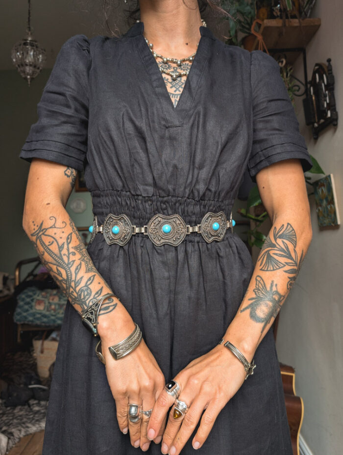 Boden Black Linen Dress - Image 4