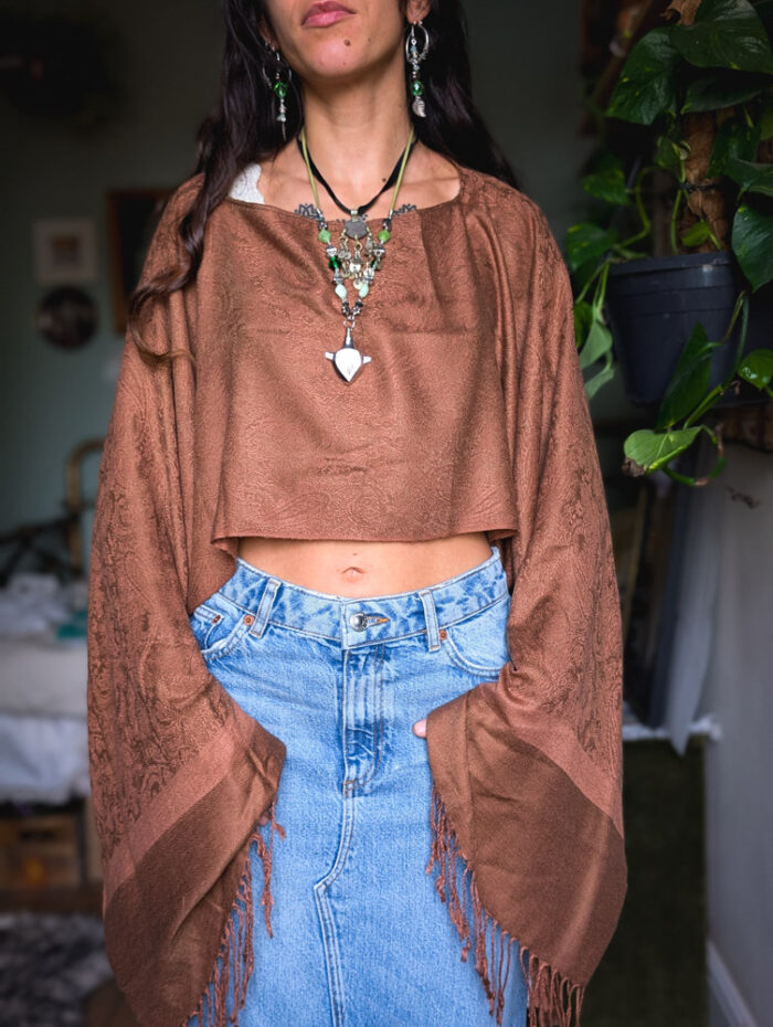 Upcycled Brown Paisley Fairy Top - Image 4