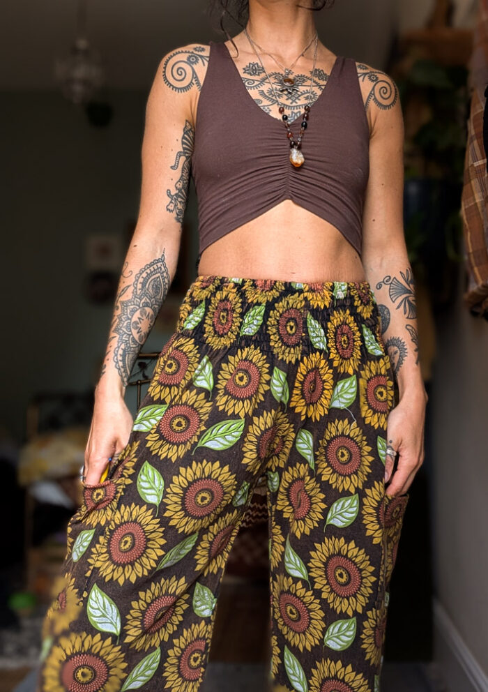 Brown Sunflower Trousers - Image 4