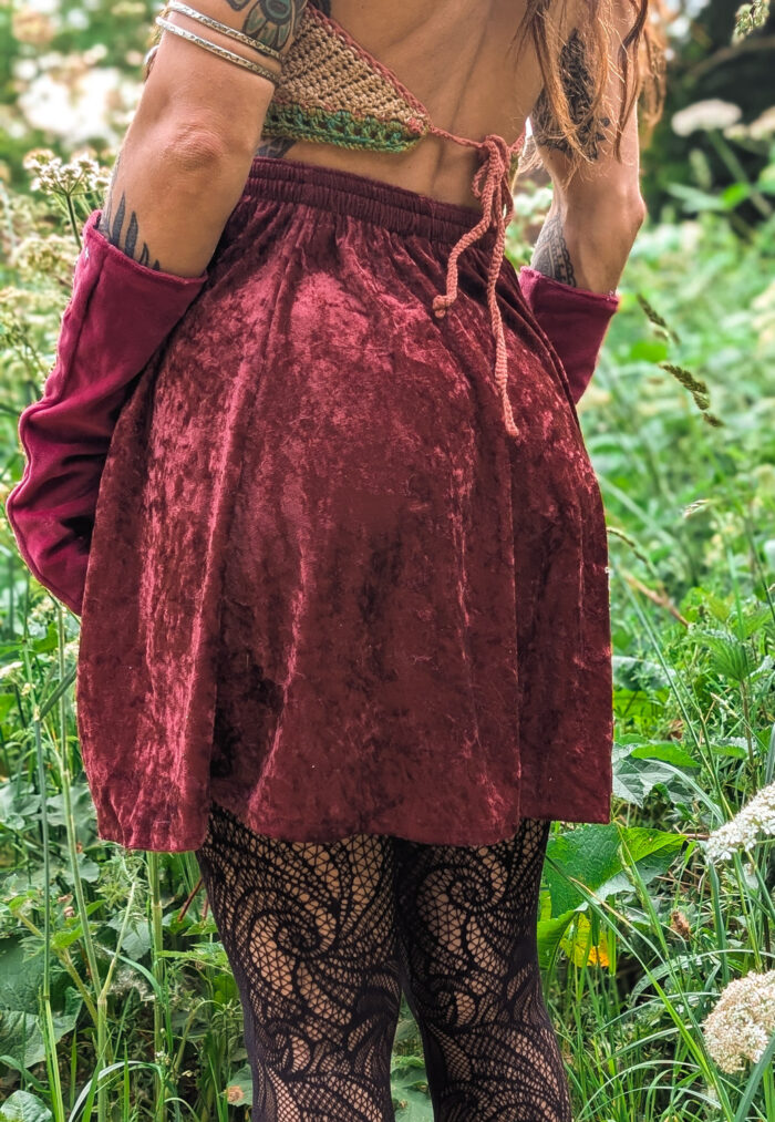 Vintage Red Velvet Mini Skirt - Image 3
