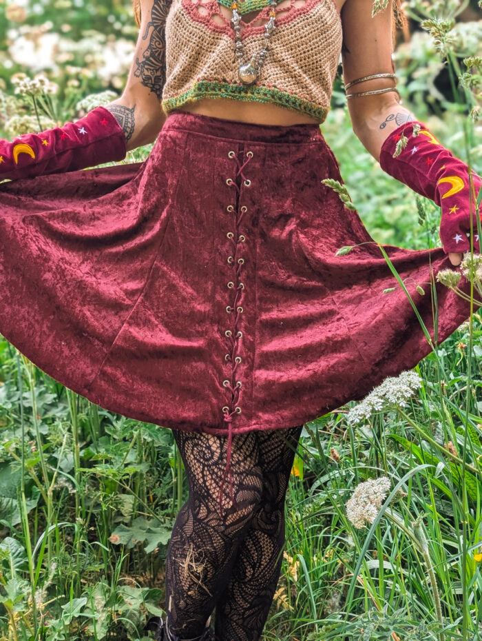 Vintage Red Velvet Mini Skirt