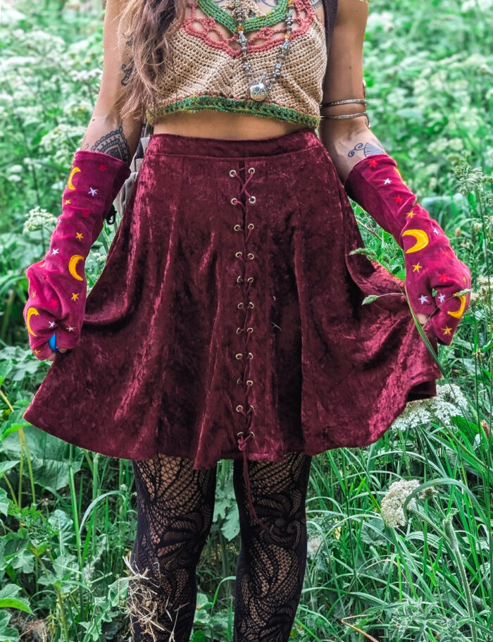 Vintage Red Velvet Mini Skirt - Image 4