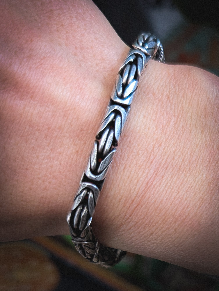 Vintage 5mm Byzantine 925 Silver Bracelet - Image 4