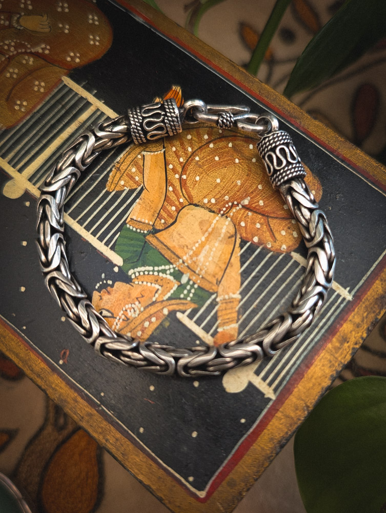 Vintage 5mm Byzantine 925 Silver Bracelet