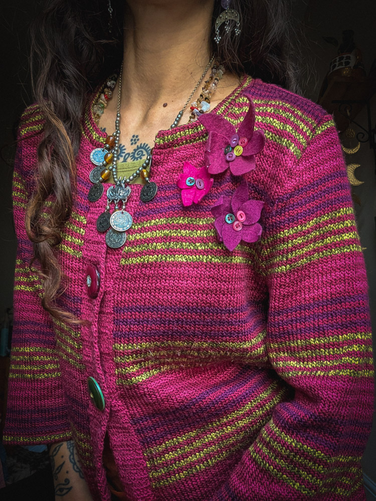 Preloved Candy Striped Cardigan - Image 2