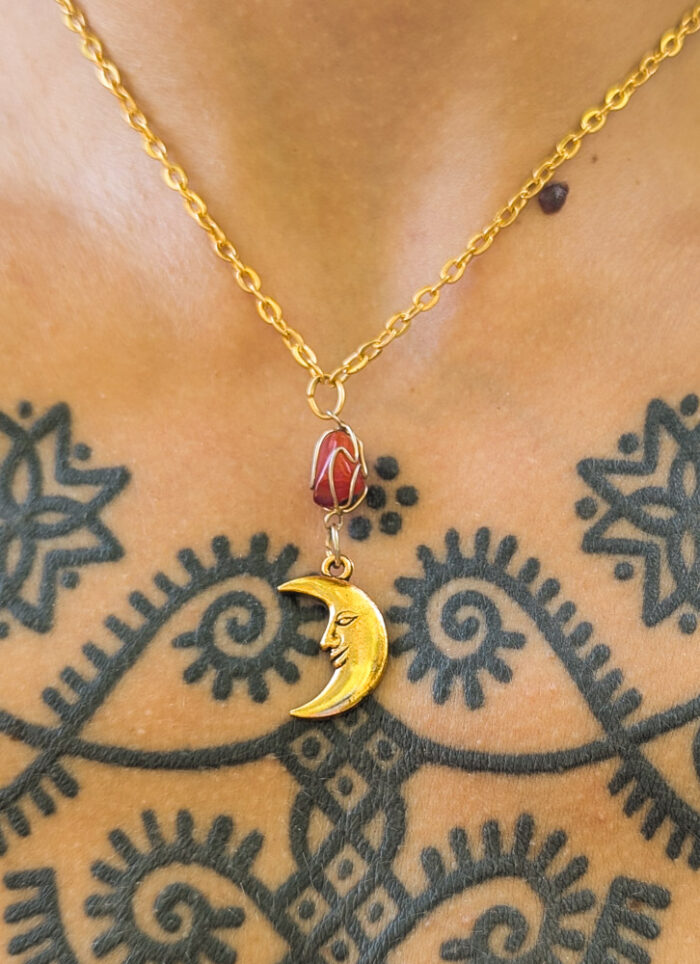Carnelian Moon Necklace