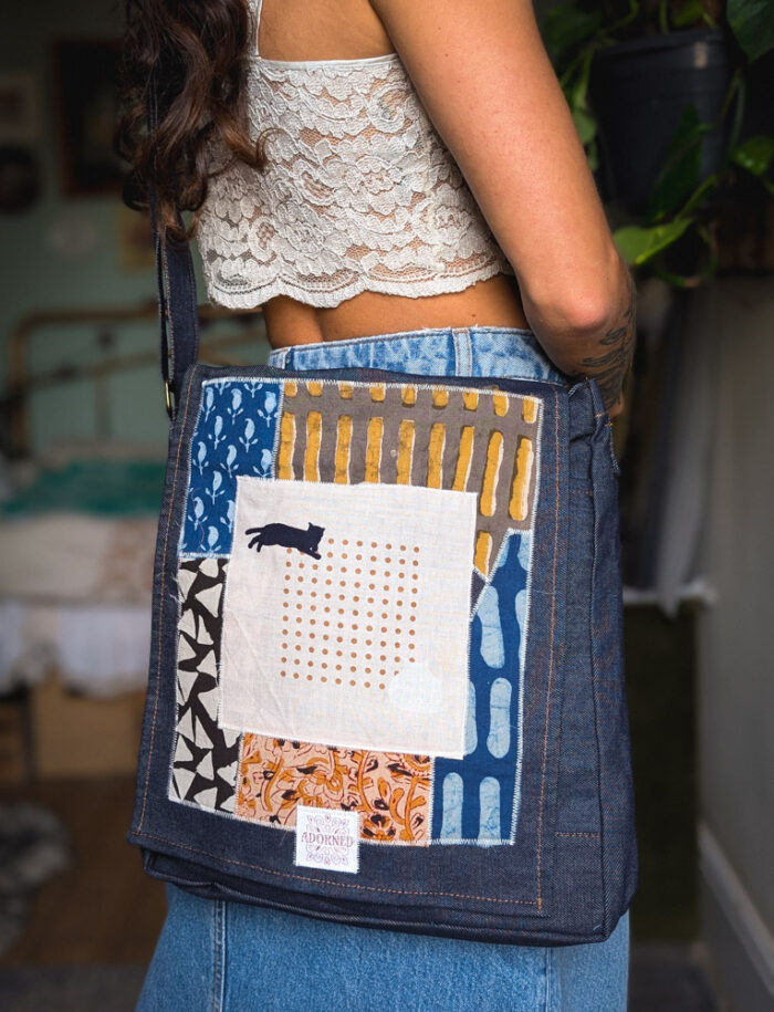 Upcycled Cat Messenger Bag