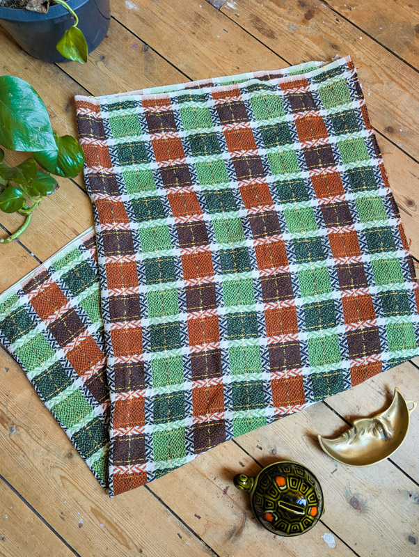 Vintage Checked Barkcloth Fabric