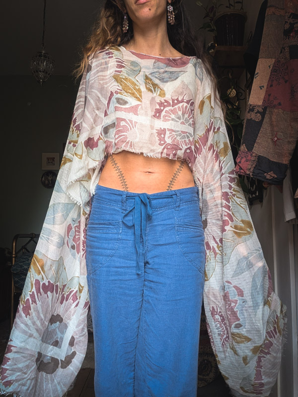 Upcycled Sheer Floral Oversize Top - Image 3