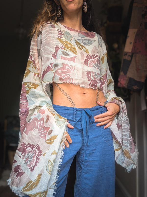 Upcycled Sheer Floral Oversize Top - Image 4