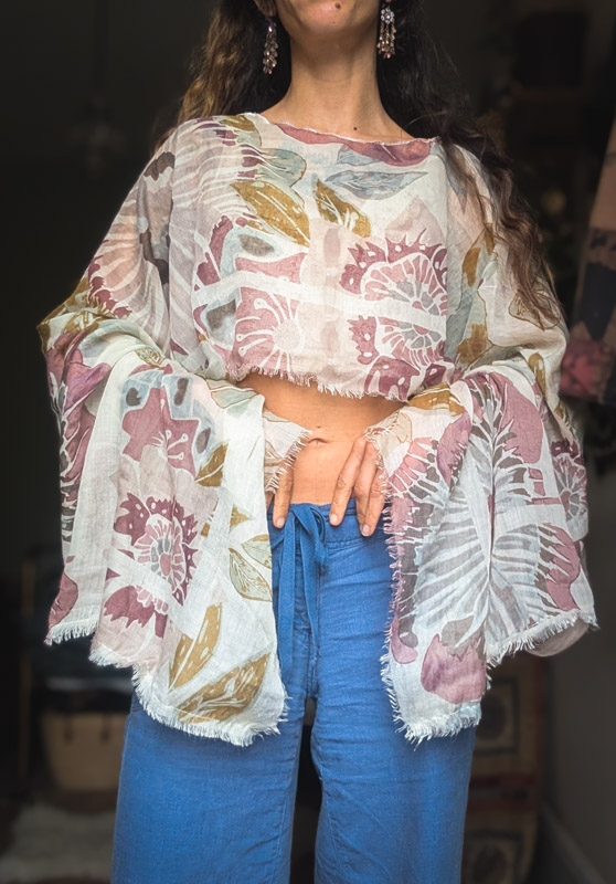 Upcycled Sheer Floral Oversize Top